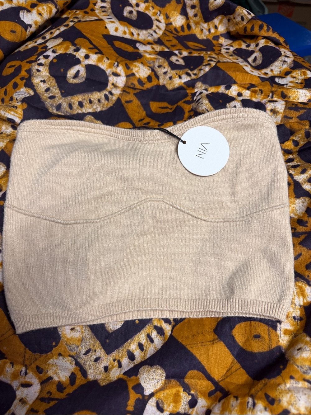 NIA Corsets Style Beige Strapless Knit Tube Top Sz S